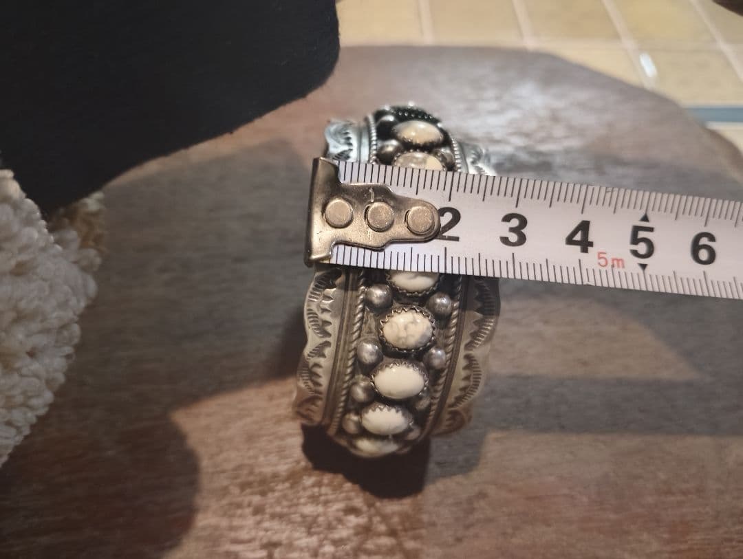 ま*】様 総重量57.7g　ホワイトバッファロー特注ブレス　ナバホ　ズニ　キムタ