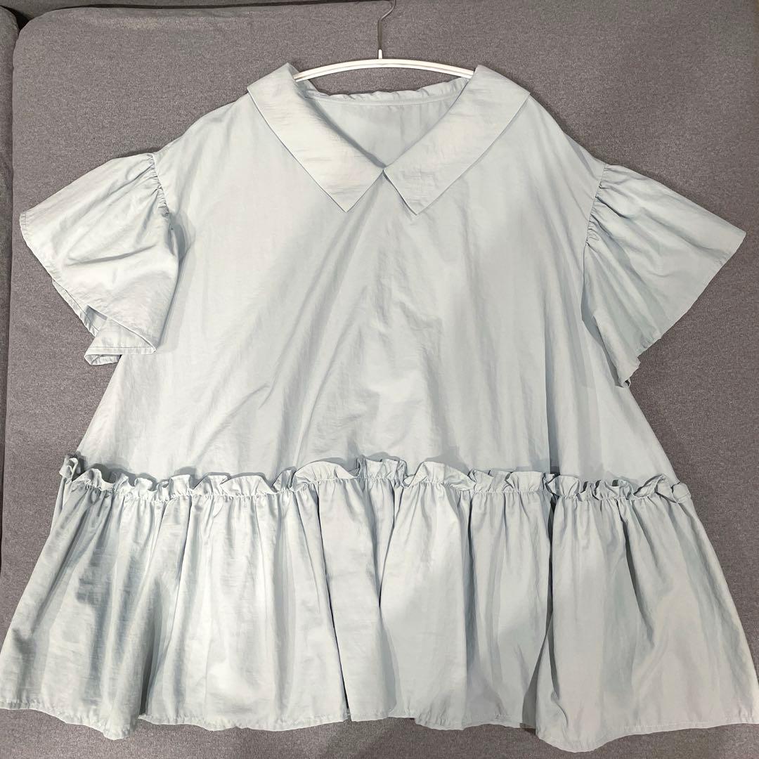 【セール】VERYコラボ　スリースクエア 2wayタフタブラウス　サックスブルー