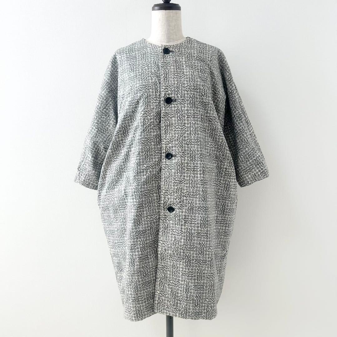 ミナペルホネン　tambourine タンバリン　リバーシブルコート　刺繍