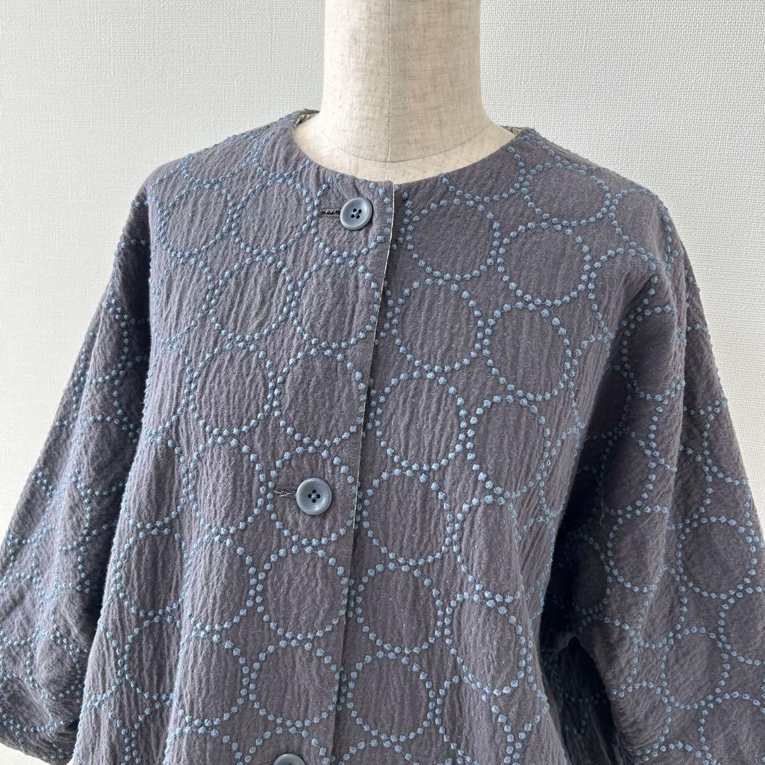 ミナペルホネン　tambourine タンバリン　リバーシブルコート　刺繍