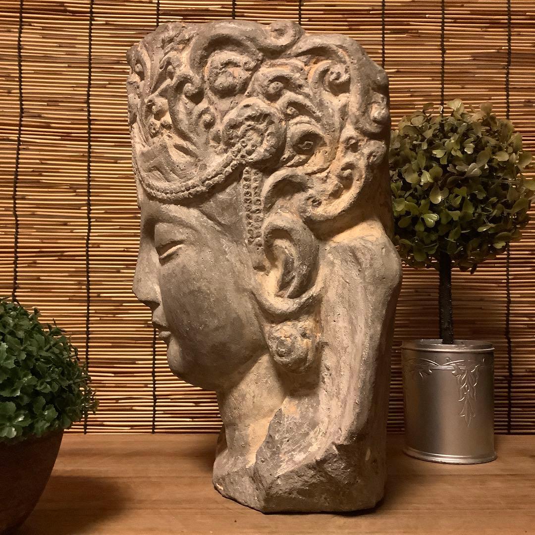 古玩・ギリシャ「アルカディア地方発掘・女神頭部」ペロポネソス半島・発掘出土・残欠