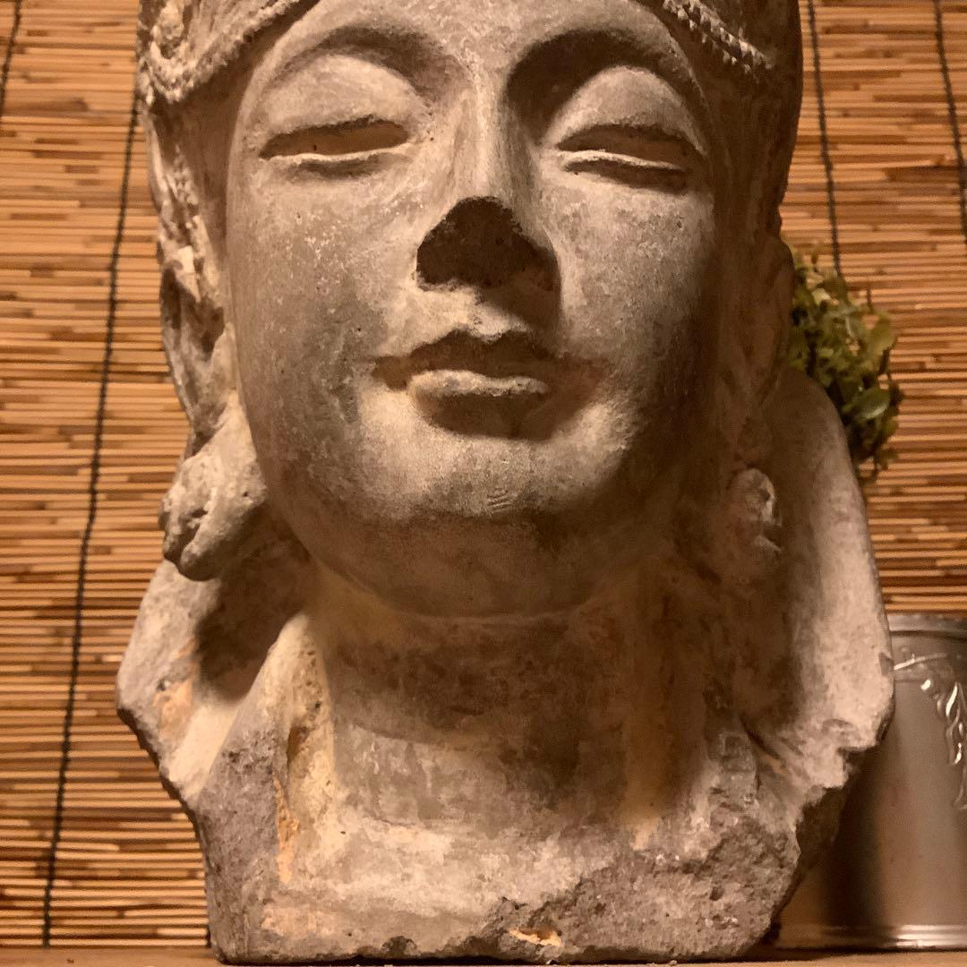 古玩・ギリシャ「アルカディア地方発掘・女神頭部」ペロポネソス半島・発掘出土・残欠