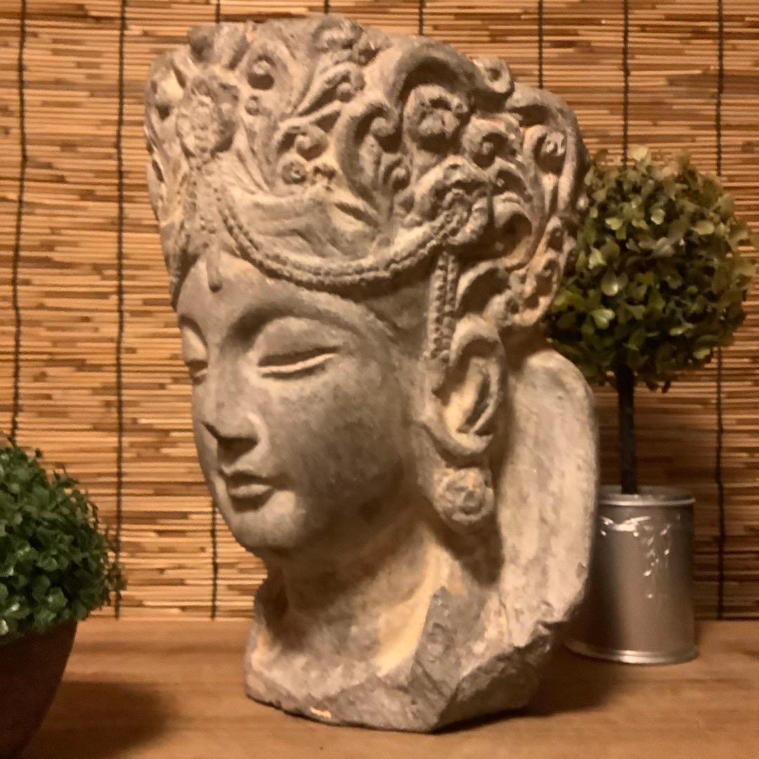 古玩・ギリシャ「アルカディア地方発掘・女神頭部」ペロポネソス半島・発掘出土・残欠