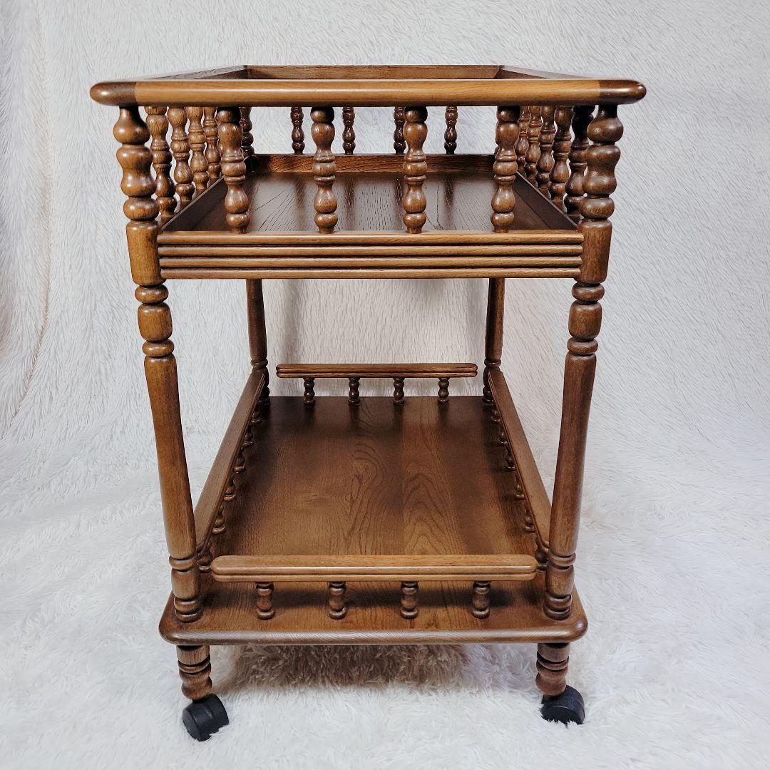 激レア レトロ✨オールド カリモク 木製 キッチンワゴン　キャスター付　2段