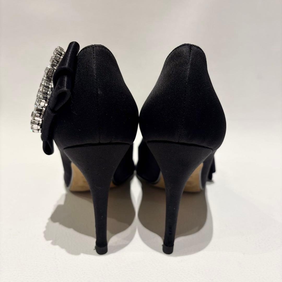 セルジオロッシ sr Twentyコレクション サテン パンプス ビジュー 黒