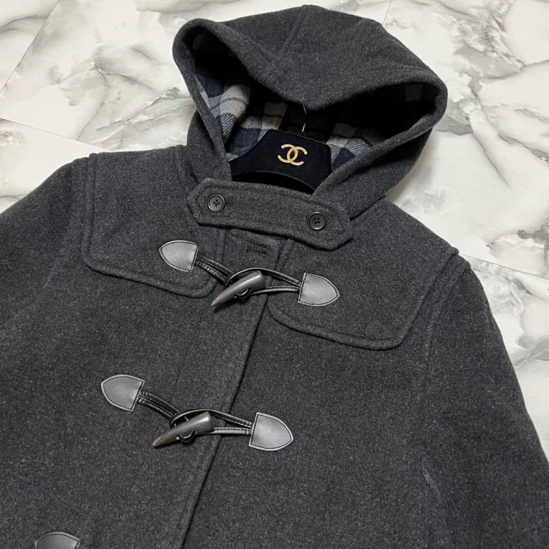 【美品】イーストボーイ　ダッフルコート　イタリア製生地　チャコール　チェック