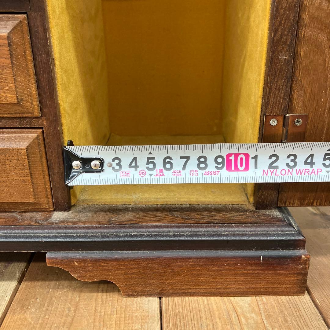 ジャンク品 アンティーク 木製 引き出し付 置時計 ジュエリーボックス 小物入れ