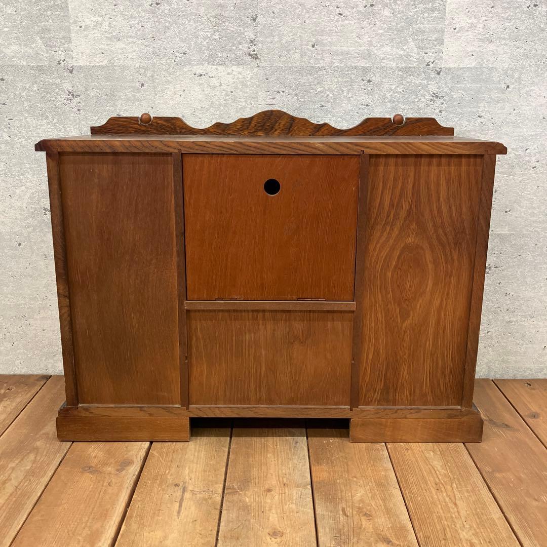 ジャンク品 アンティーク 木製 引き出し付 置時計 ジュエリーボックス 小物入れ