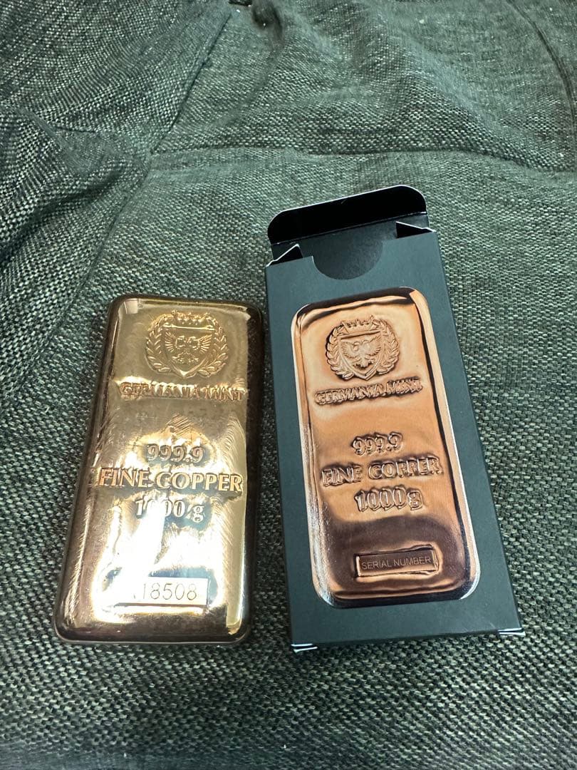 ポーランド、ゲルマニア　純銅　インゴット 1キロ　キャストバー　　①