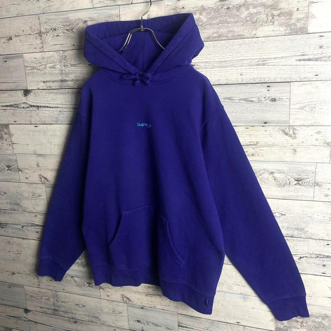 【希少デザイン】シュプリーム☆センター刺繍 スモール ロゴ パーカー パープル