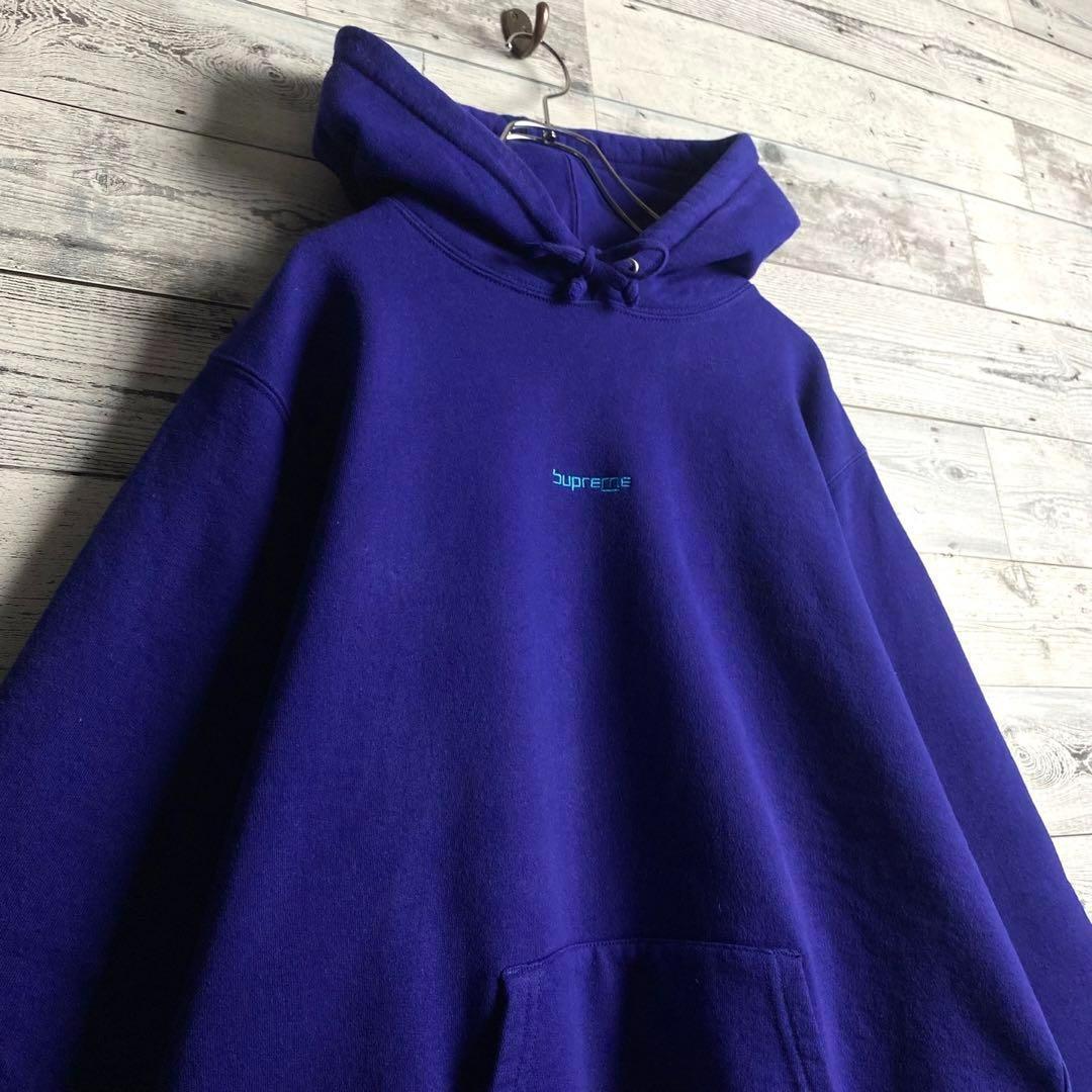 【希少デザイン】シュプリーム☆センター刺繍 スモール ロゴ パーカー パープル