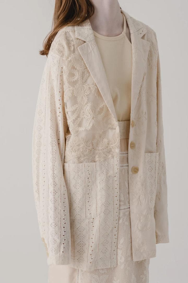 ジャケット・アウター eaphi PATCHWORK EMBROIDERY LACE JACKET
