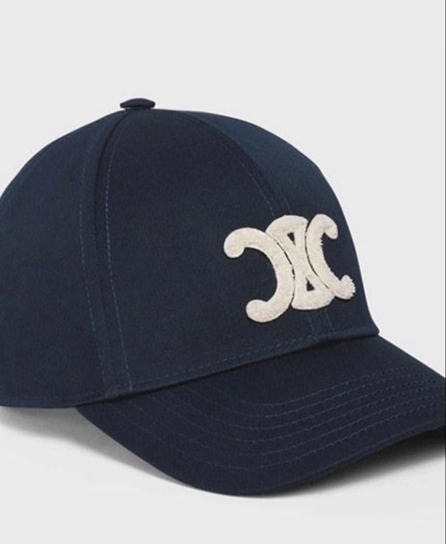 CELINE トリオンフ　ネイビー ロゴキャップ