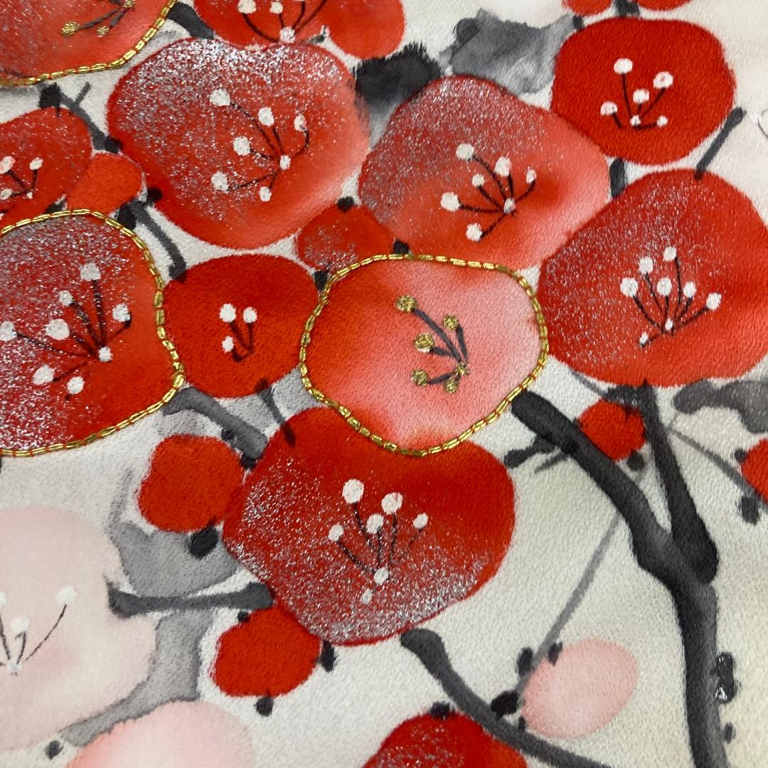 紅梅白梅　花柄振袖 着物