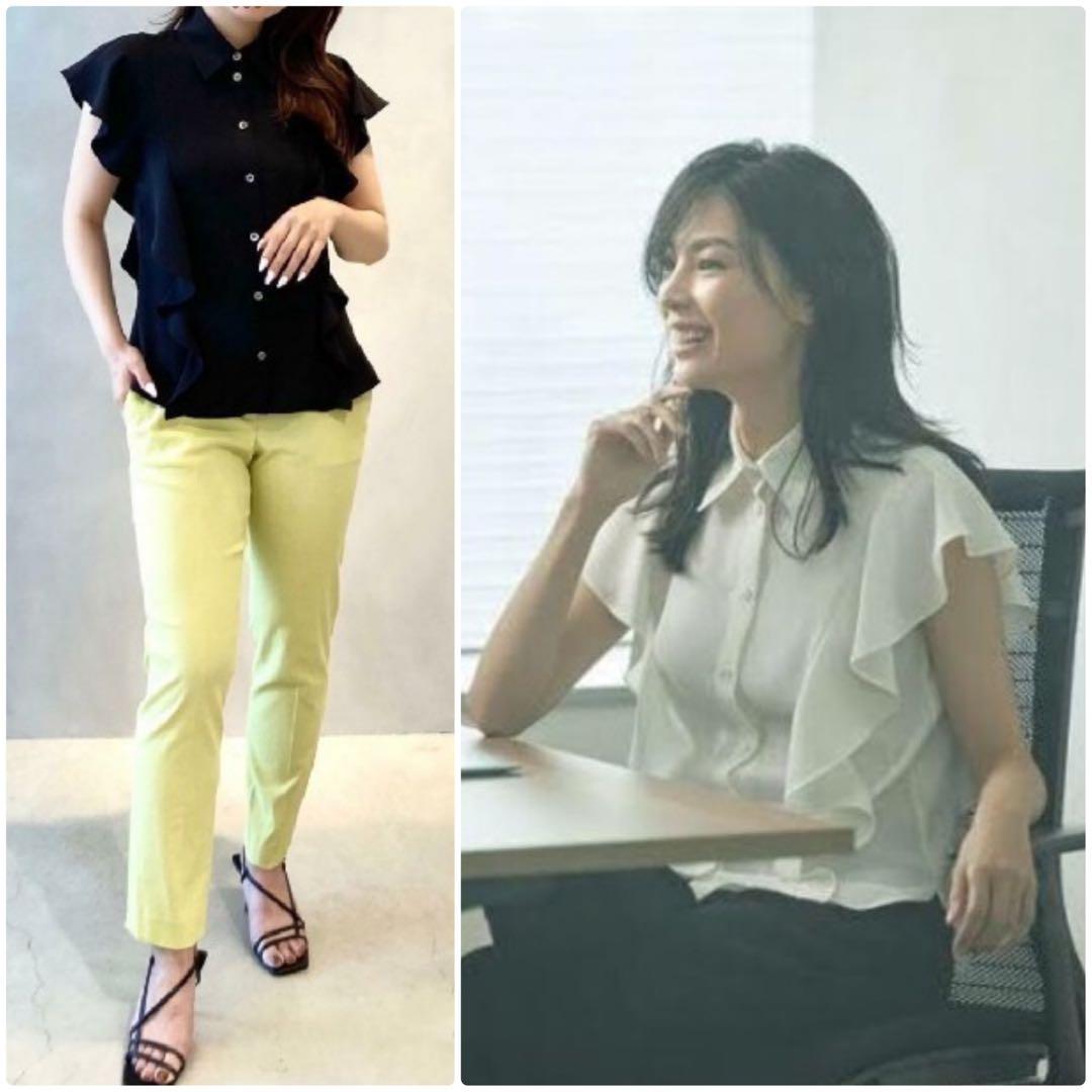 theory フリルデザインブラウス　黒