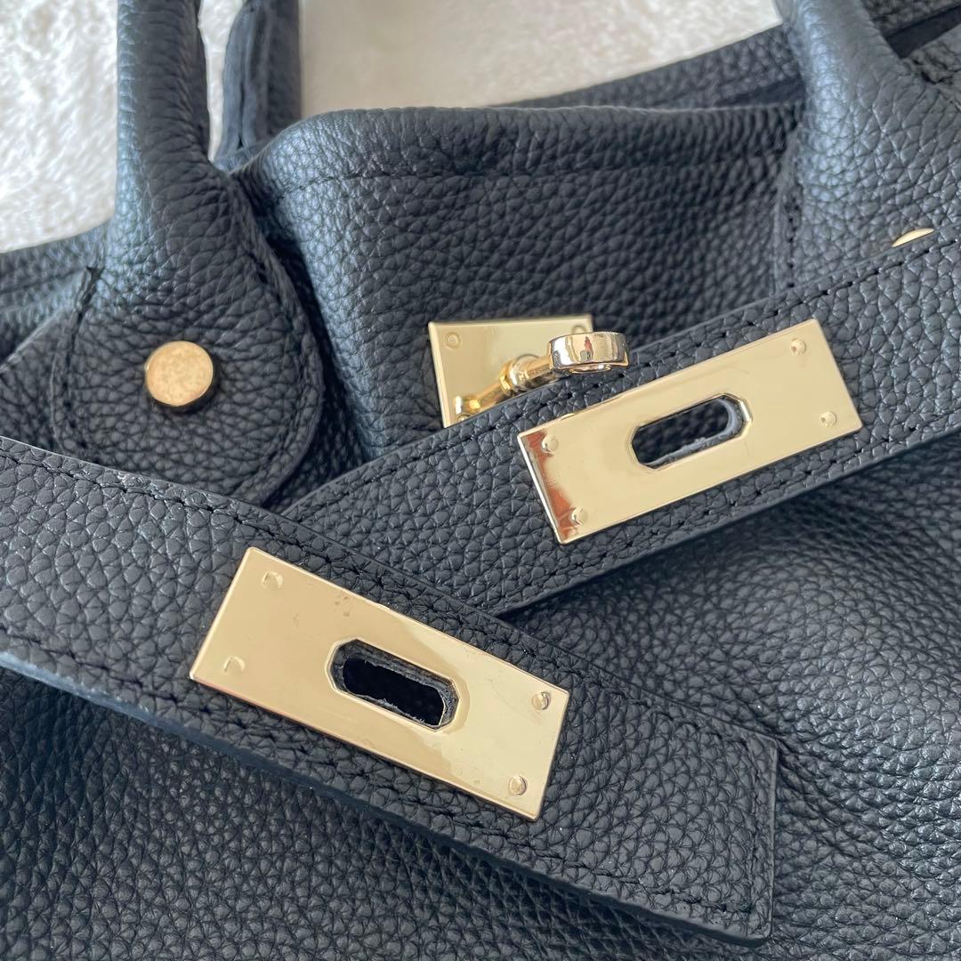 極美品☆Pual ce cin ブラックトートバッグ 2way シボ革　ベルト