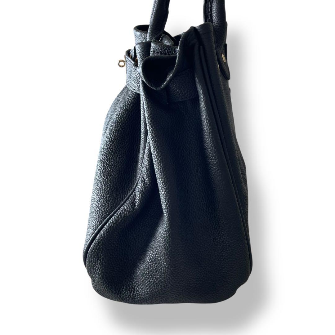 極美品☆Pual ce cin ブラックトートバッグ 2way シボ革　ベルト