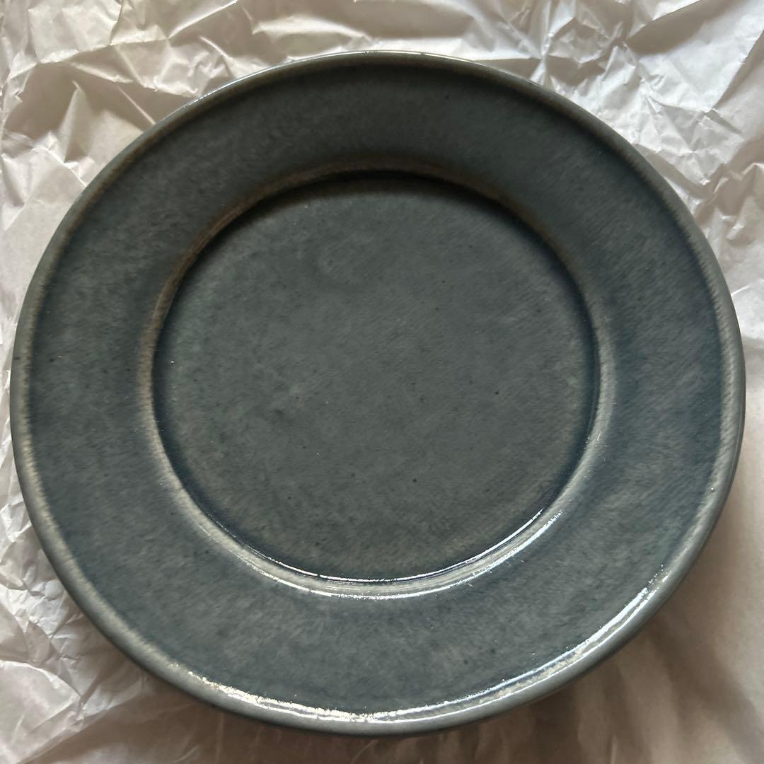 【新品未使用】大沼道行さん 水色リム皿 2枚セット①