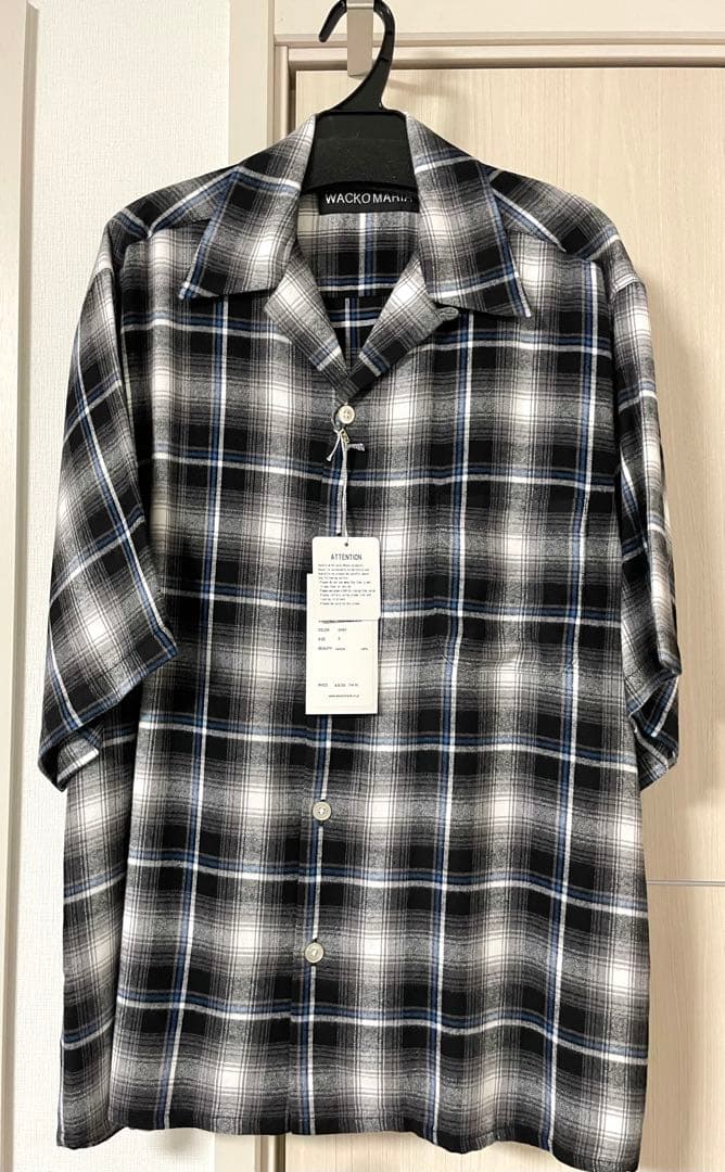 最終値下 ワコマリア OMBRE CHECK OPEN COLLAR SHIRT
