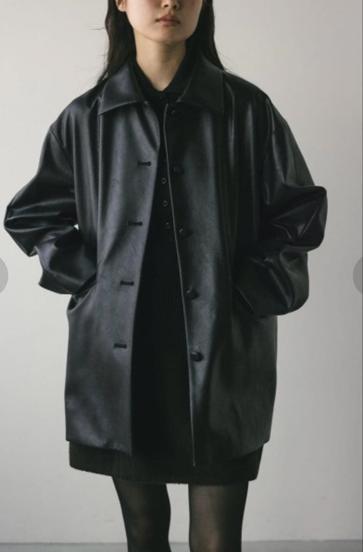 STYLEMIXERステンカラーフェイクレザージャケット