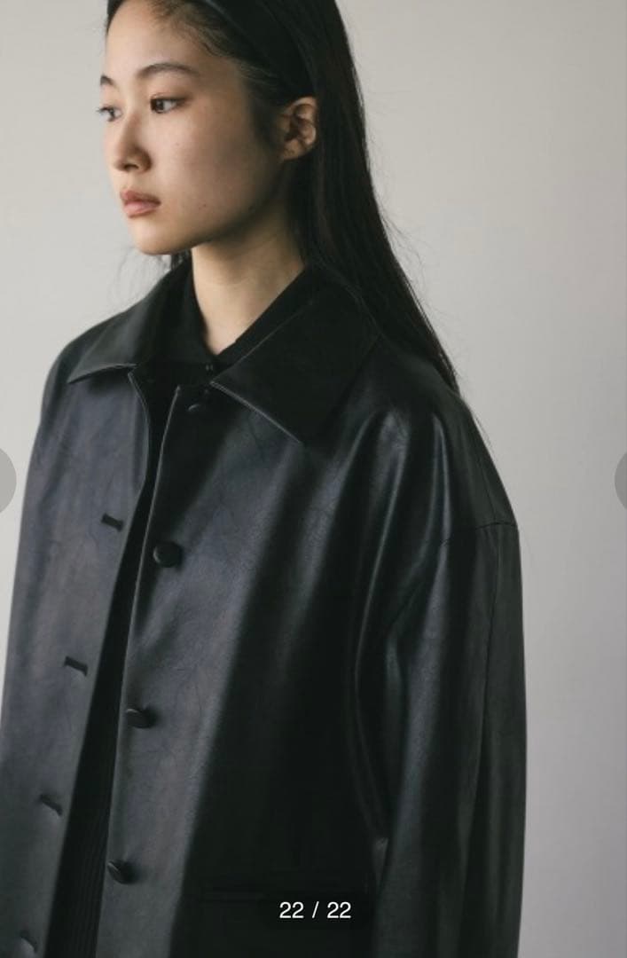 STYLEMIXERステンカラーフェイクレザージャケット