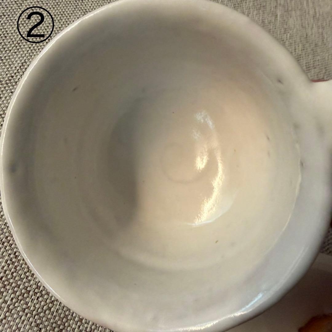 萩焼　風来坊窯　小松健　白萩　白釉　コーヒーカップ＆ソーサー　2客