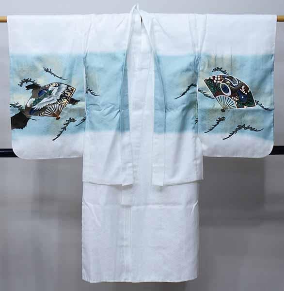七五三 五歳 男児 羽織・着物・襦袢3点セット 金刺繍 白地 鷹 お仕立て無料
