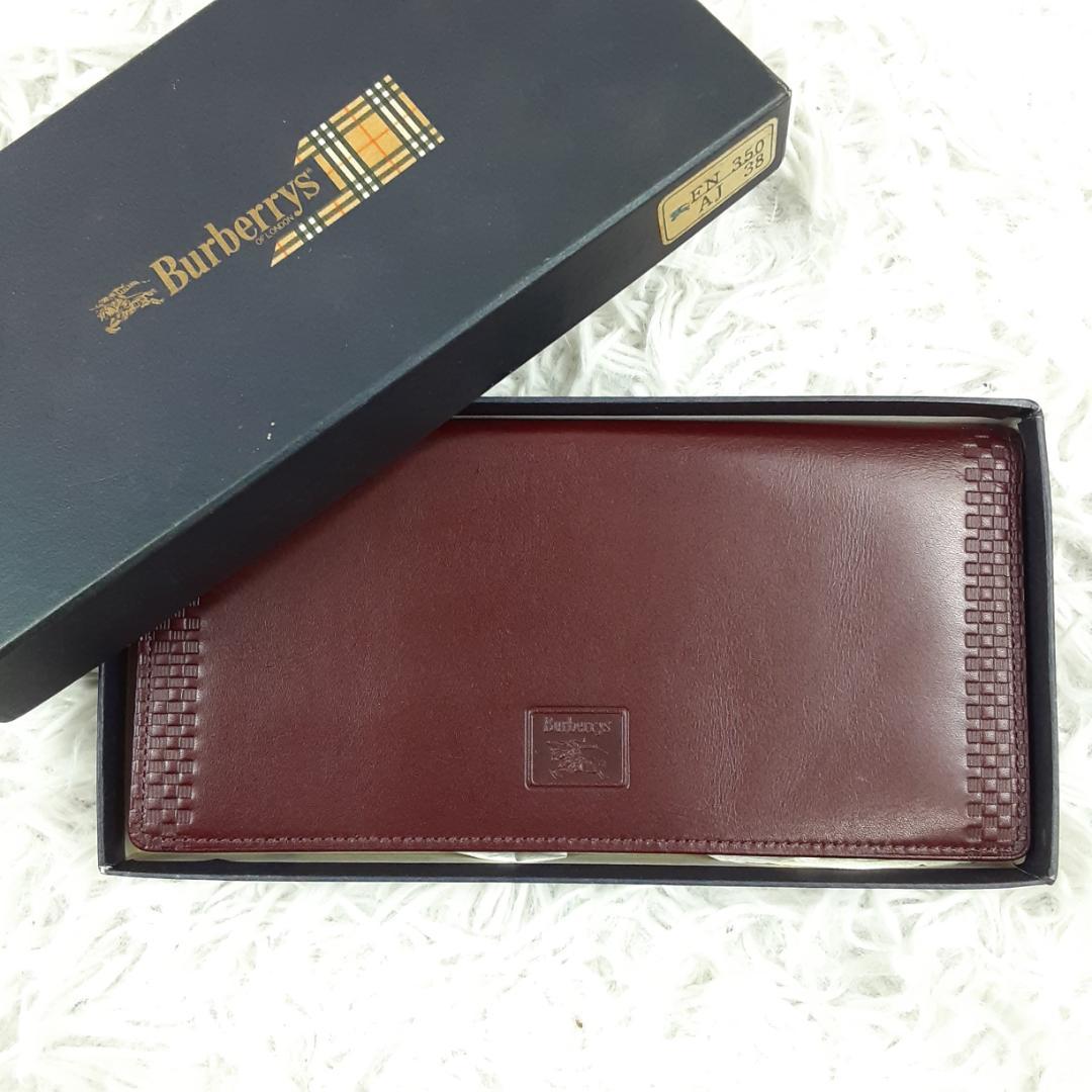 未使用保管品◎Burberrys 長財布 赤系 箱付き