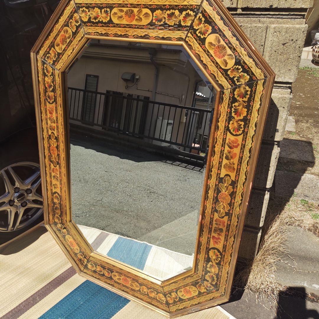 ヴィンテージ　イタリア 　特大　高級八角鏡 　壁掛けミラー　 120㌢　送料込