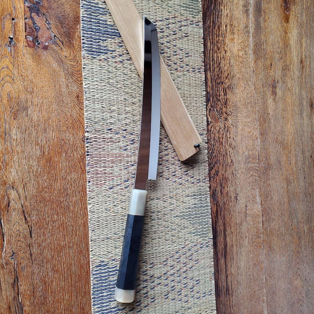 城山刃物製作所　八寸先丸包丁　超鋼スーパー本焼き黒檀柄鞘付