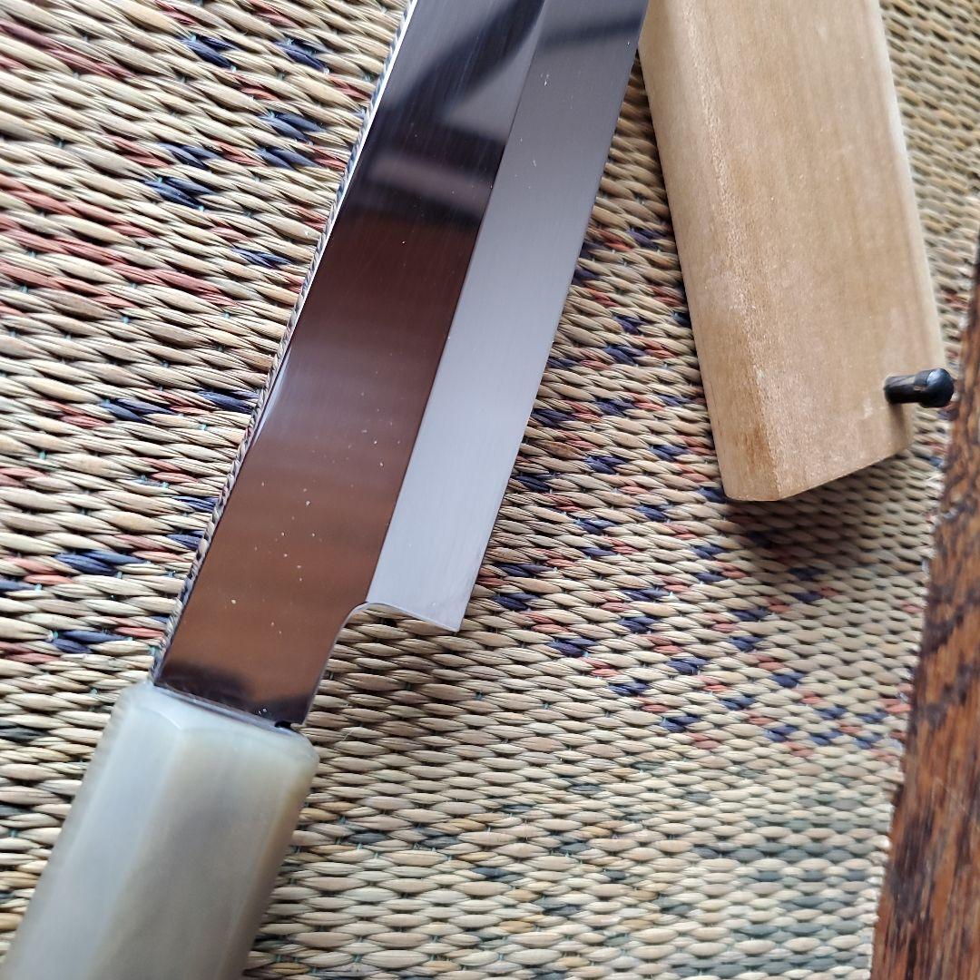 城山刃物製作所　八寸先丸包丁　超鋼スーパー本焼き黒檀柄鞘付