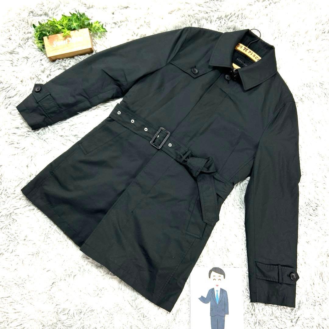 美品❗️【HILTON】ヒルトン トレンチコート (L) 黒 イタリア製
