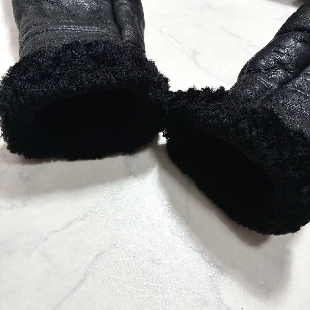 美品/人気の黒✨B-3 フライトジャケット リアルムートン ブラック M