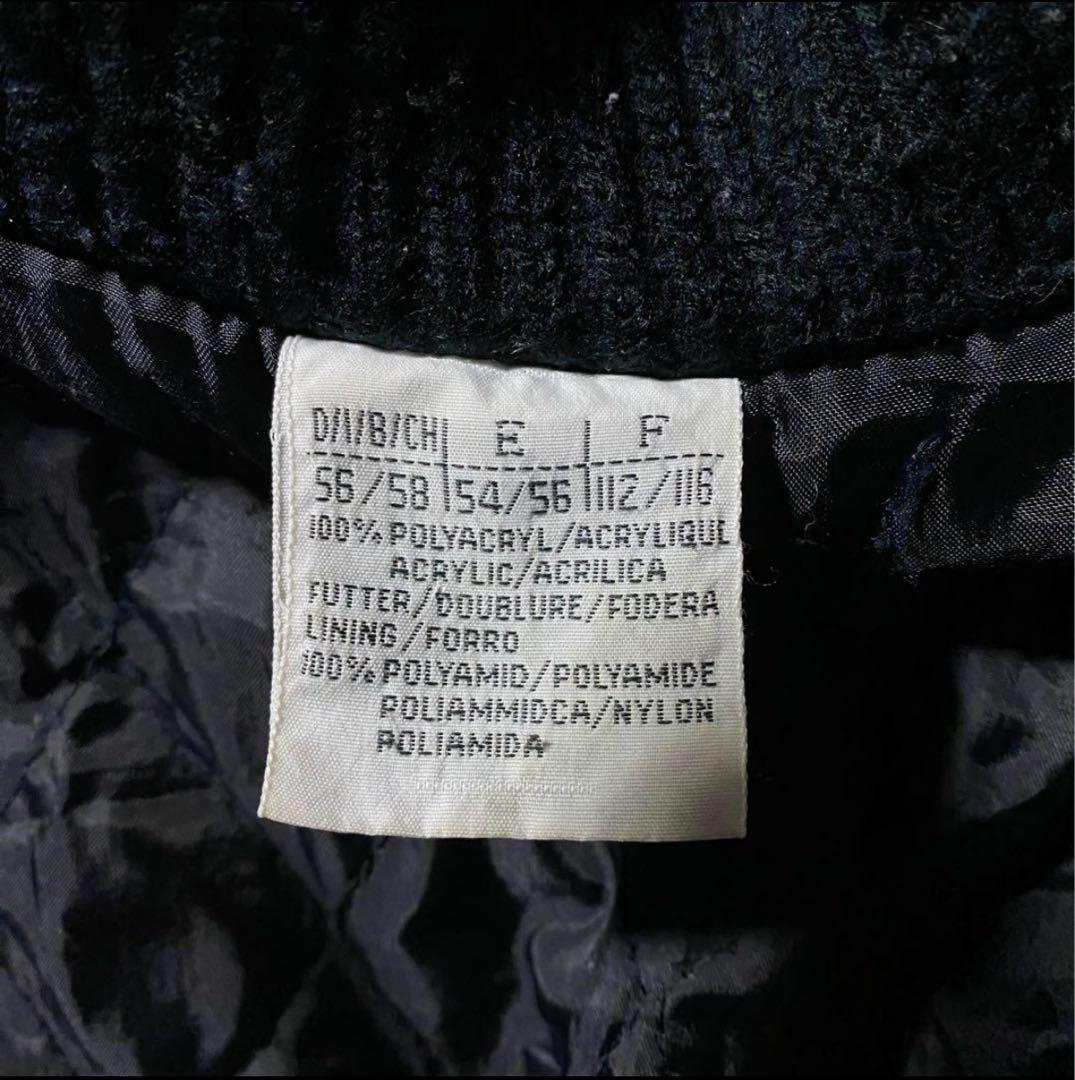 ショールカラーカーディガンL古着フェードネイビー古着レザーユーロ当時物レア一点物