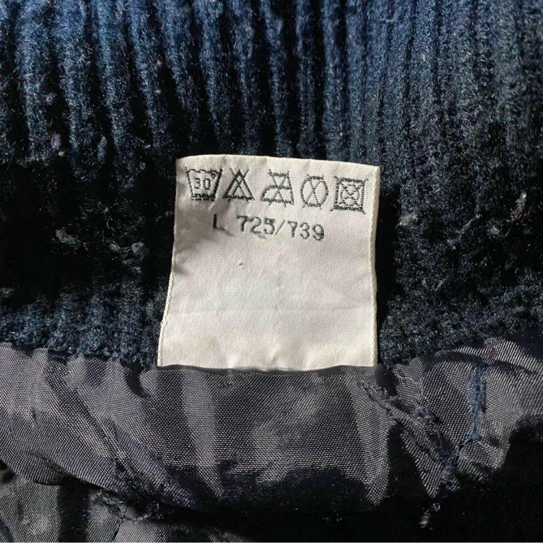 ショールカラーカーディガンL古着フェードネイビー古着レザーユーロ当時物レア一点物