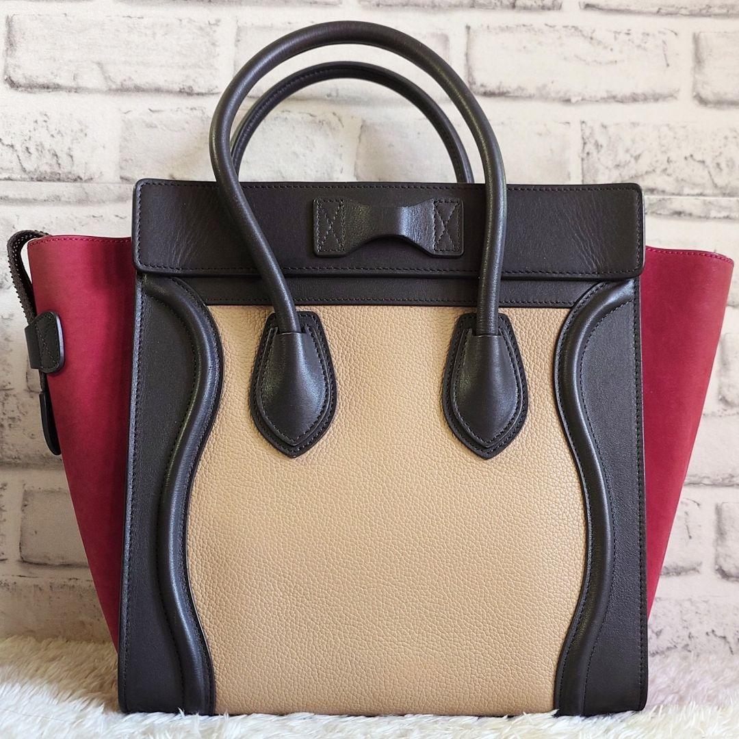 セリーヌ ラゲージ マイクロショッパー トートバッグ トリコロール レザー