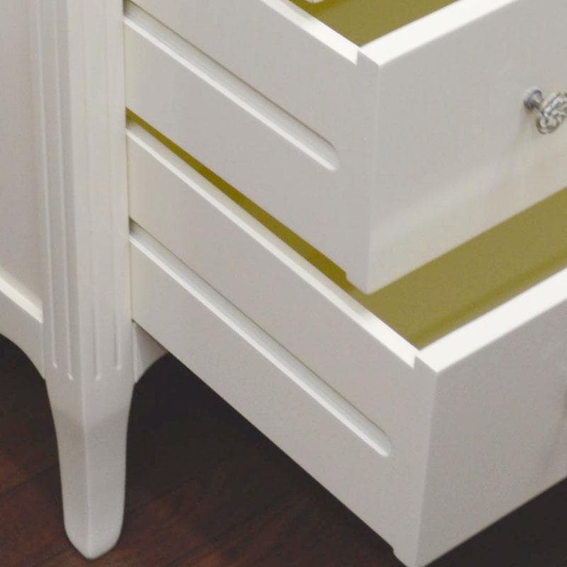 アイボリー 高級 4段チェスト 完成品 8mm天板ガラス付 チェスト 寝室 猫脚