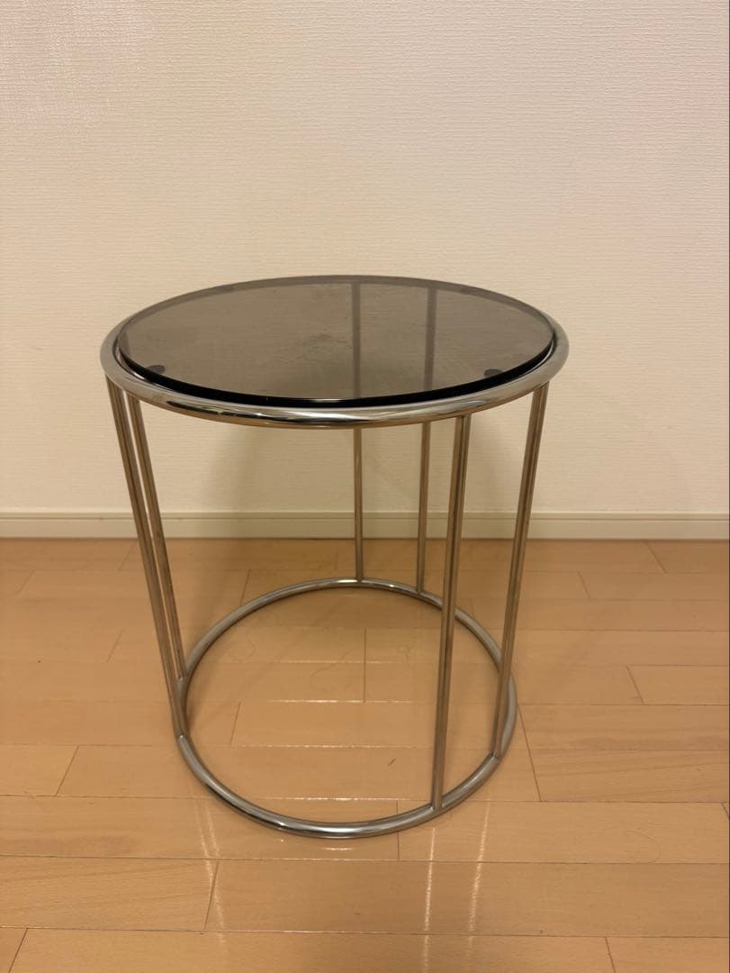 円形ガラスサイドテーブル