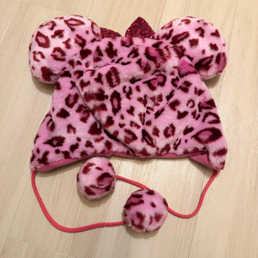 ディズニーリゾート ミニーマウス ヒョウ柄 ピンク ファンキャップ