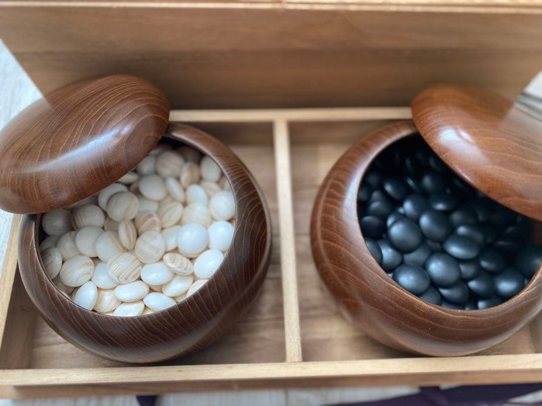 34号　蛤碁石　本蛤碁石　那智黒石　碁石　木箱付