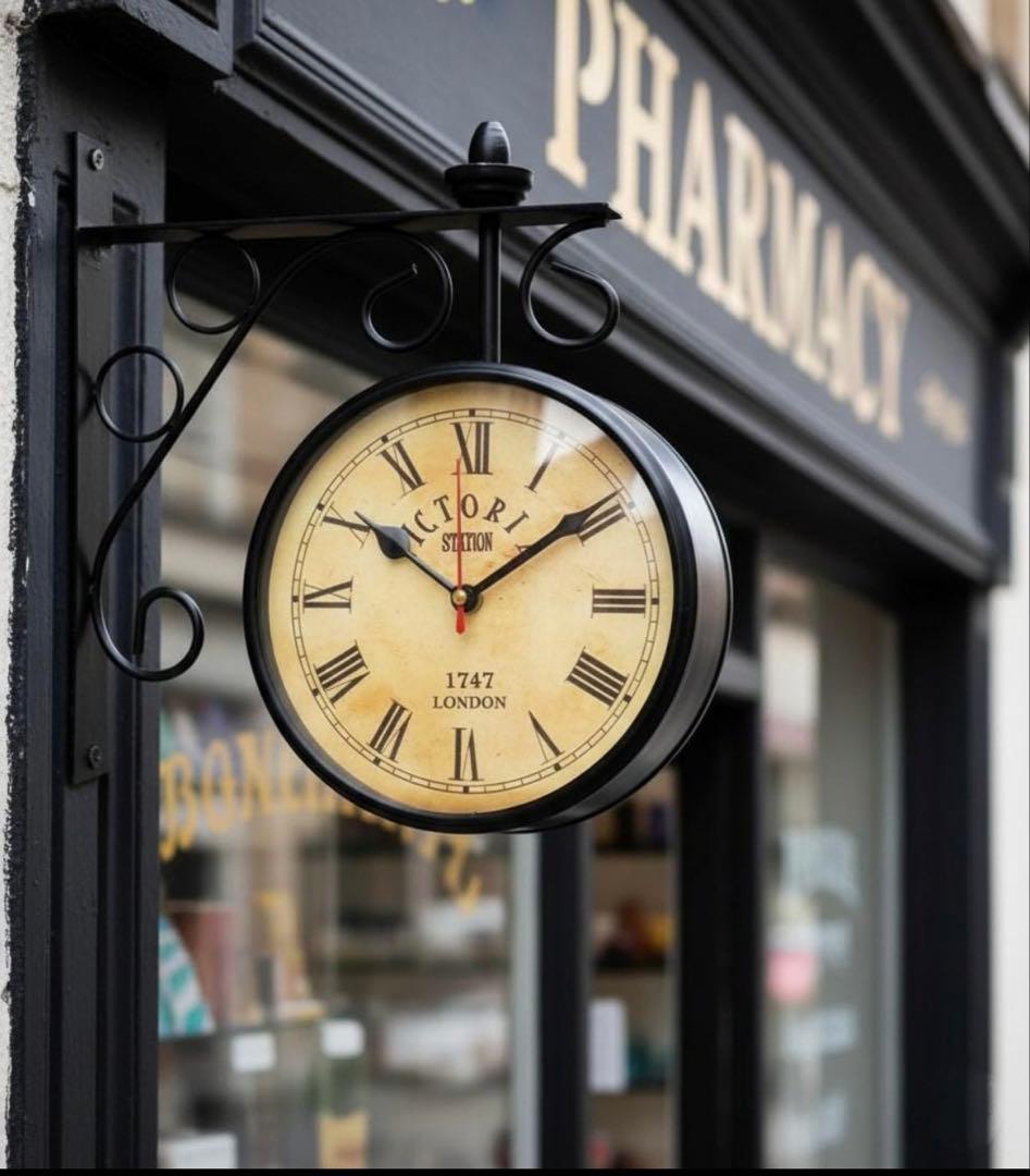 アンティーク調両面時計 | ヴィクトリア・ロンドン鉄道壁飾り | インダストリア