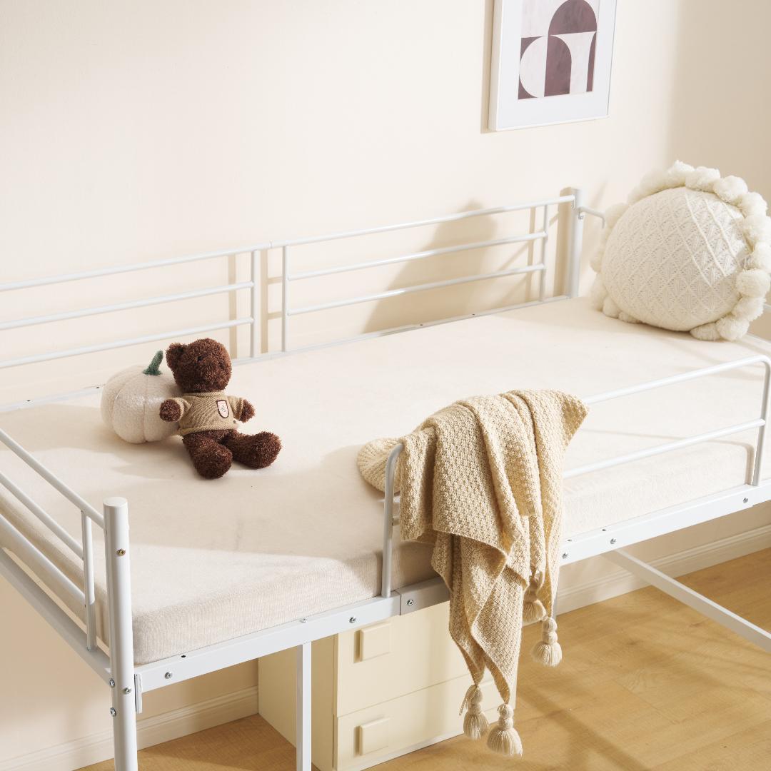 【ホワイト】 SDセミダブル ロフトベッド パイプベッド スチールベッド 収納