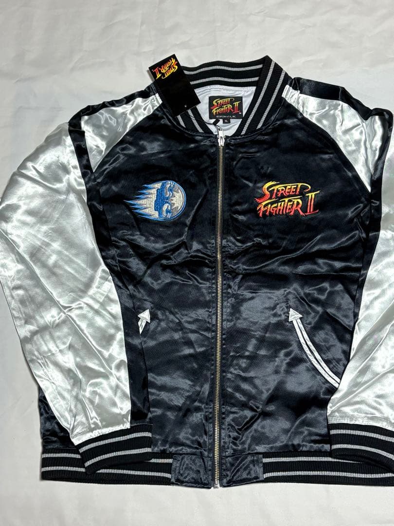 Street Fighter II スカジャン XL ブラックシルバー　着丈75