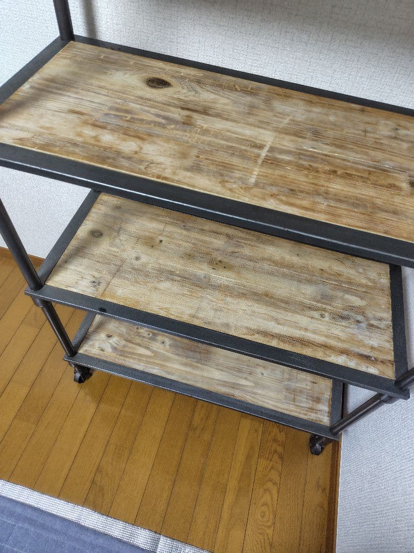 アメリカ　家具　シェルフ　4段　キャスター付き　アメカジ　インダストリアル