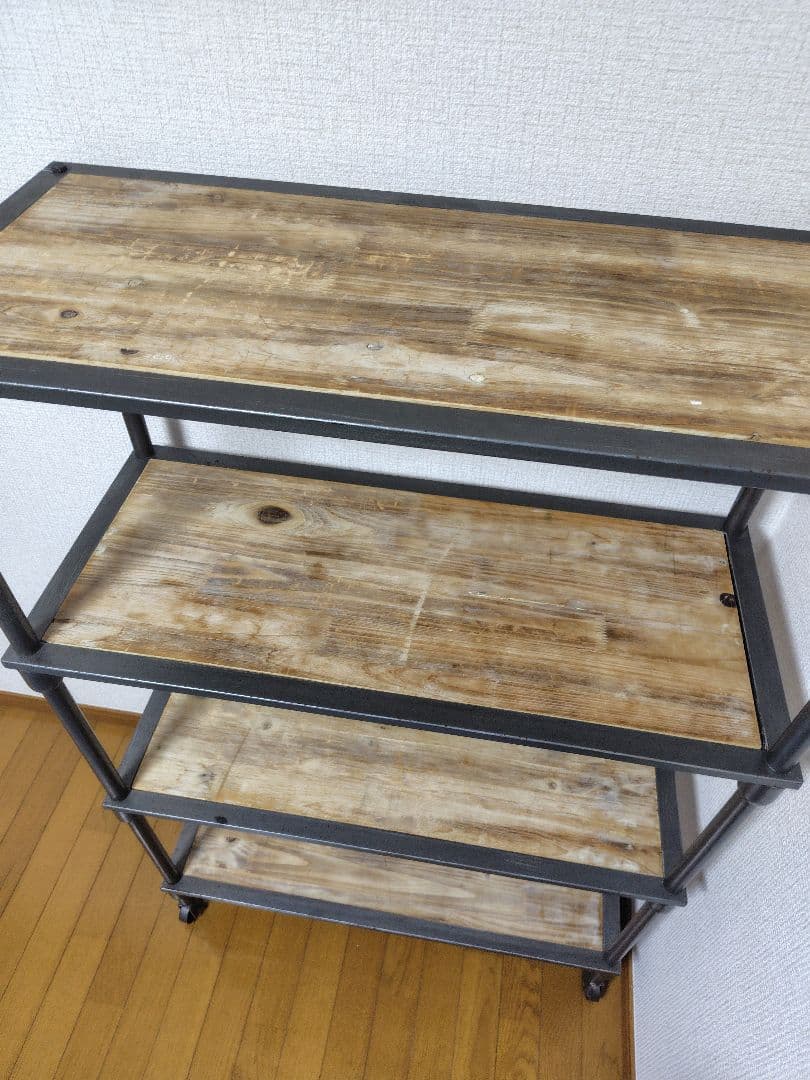 アメリカ　家具　シェルフ　4段　キャスター付き　アメカジ　インダストリアル