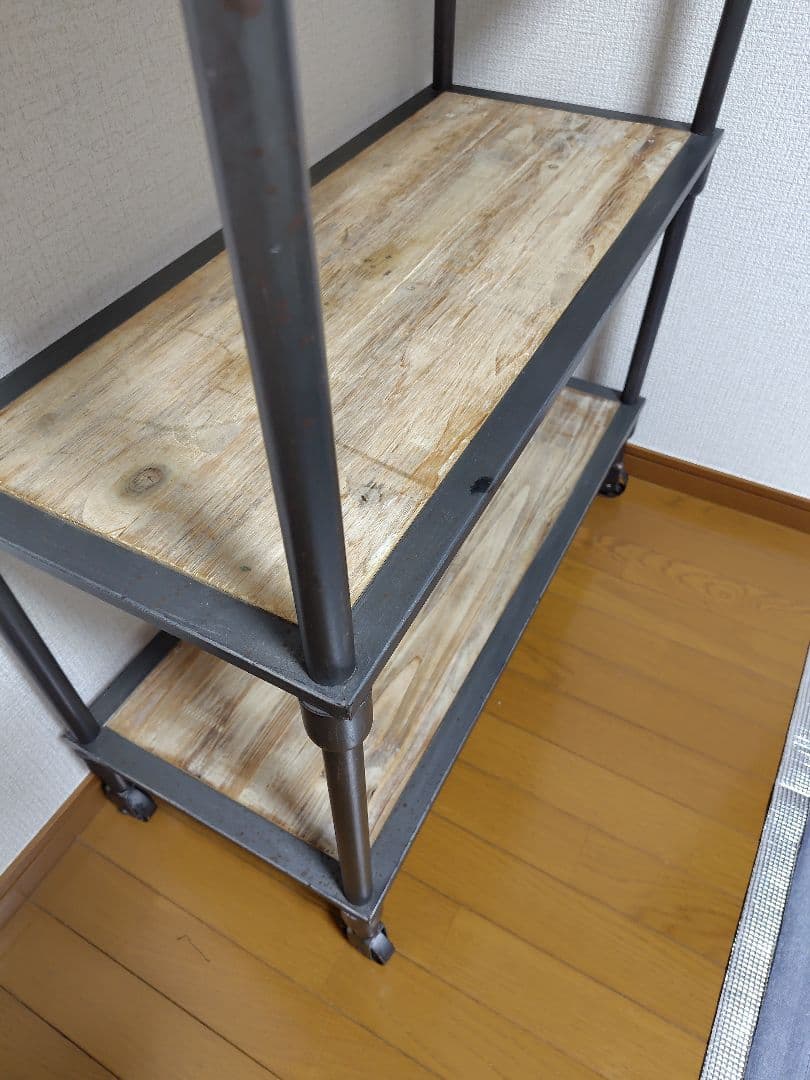 アメリカ　家具　シェルフ　4段　キャスター付き　アメカジ　インダストリアル