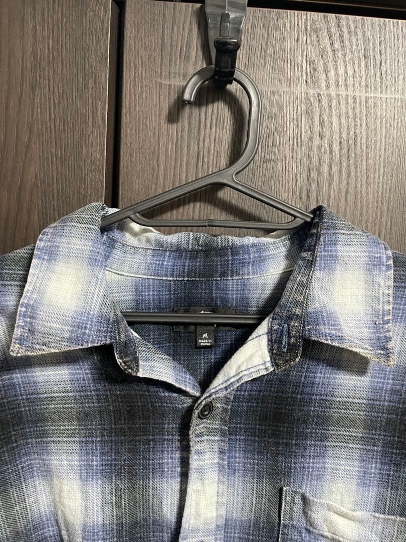 【美品】STTUSY ROCCO FLANNEL PLAID SHIRT M 青