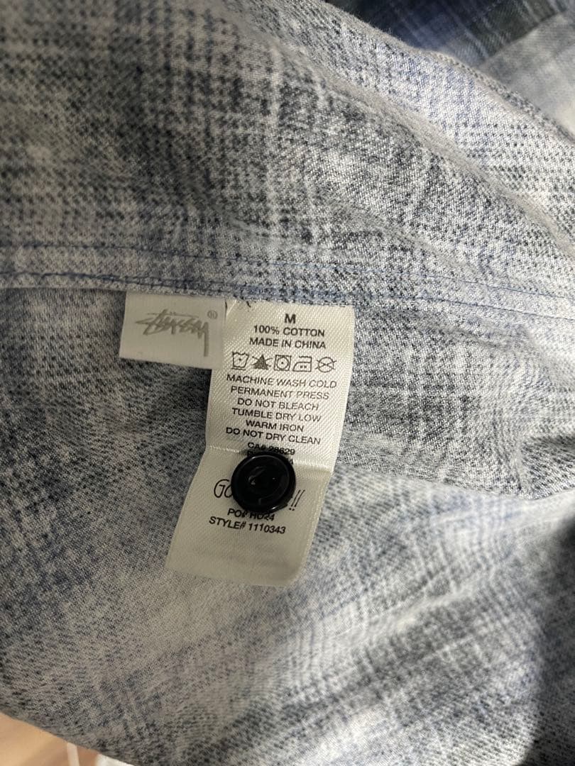 【美品】STTUSY ROCCO FLANNEL PLAID SHIRT M 青