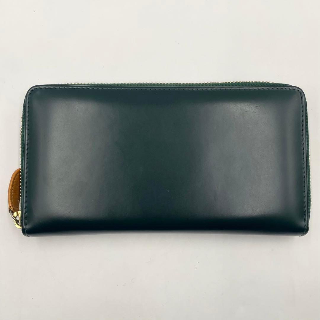 ETTINGER エッティンガー ラウンドファスナー 長財布 レザー 緑オレンジ