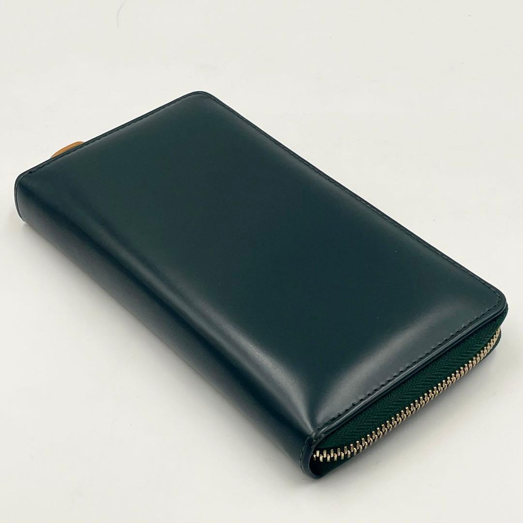 ETTINGER エッティンガー ラウンドファスナー 長財布 レザー 緑オレンジ
